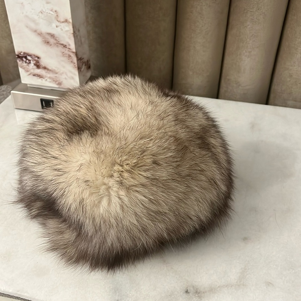Blue fox fur hat